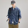 Camisa de Trabajo Retro de Peso Pesado Estilo Americano para Hombre, de Manga Larga, Nuevo Modelo Primavera y Otoño 2026, Marca de Moda, Camisa de Cuadros Tejidos de Color