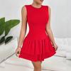 Vestido Sexy Plissado Sem Mangas com Barra Franzida Cor Sólida Novo de Verão, Roupas Femininas Transfronteiriças Estilo Europeu e Americano 2026