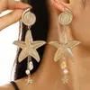Elementos Marinos Europeos y Americanos Estrella de Mar y Caracola Serie Joyería Pendientes de Aleación Exagerados de Empalme Creativo de Alta Gama para Mujer Pendientes
