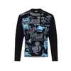 T1329 High Street Estilo Americano Unissex Retrô Tendência de Rua Estampa de Padrão de Personagem Design Versão Ajustada Camiseta de Manga Longa Masculina