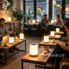 Luz de Noche LED Controlada por Tacto con Textura de Madera, Siete Colores Cambiantes, Alimentada por Batería, Lámpara de Mesa, Luz Portátil para Exteriores, Camping, Suministro Transfronterizo