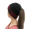Sombrero de otoño e invierno europeo y americano 2020 Navidad Amazon Caliente de Navidad Sombrero de punto a cuadros con cola de caballo Sombrero de lana para mujer
