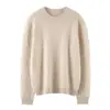 Suéter de Punto Holgado de Cuello Redondo 100% Cachemira para Mujer Otoño e Invierno Estilo Perezoso Retro Suave Ceroso Jersey de Punto de Moda