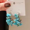 Pendientes de Piedra Aguja de Plata Geométricos Irregulares Plegados en Forma de C Personalidad Retro Bohemia Nicho Pendientes de Gama Alta