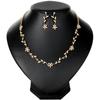 Conjunto de Tres Piezas de Moda Invierno 2026 Estilo Coreano Lujo Ligero Collar, Aretes y Pulsera con Incrustaciones de Diamantes en Forma de Hoja y Flor Venta al por Mayor