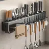 Estante de pared sin costuras para cuchillos y palillos, estante de almacenamiento multifuncional para cocina, organizador de utensilios de cocina, no necesita perforar agujeros en la pared