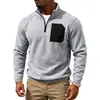 Sudadera con capucha y cremallera de manga larga, cálida, funcional, con cuello alto, para hombre, de forro polar, con bolsillos, deportiva, de peso pesado, para otoño e invierno, transfronteriza