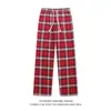 Pantalones Casuales de Cuadros de Pierna Ancha con Cordón Estilo Retro Americano Kuajing para Hombres y Mujeres, Pantalones Deportivos Originales Nuevos de Cuadros de Otoño