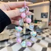 Cadena de Teléfono Móvil con Cuentas Láser Pintadas a Mano de Colores Creativos Llavero de Cristales de Moda Adornos Colgantes para Bolsos de Mano de Alta Gama
