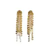 Pendientes Exagerados Chapados en Oro Cobre con Lentejuelas Metálicas, Borlas de Cadena, Pendientes Largos, Colgantes de Oreja Estilo Festivo para Mujer