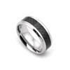 Joyería Europea y Americana Acero Inoxidable Anillo para Hombre de Fibra de Carbono Negra 8mm Ranura de Arco Interior Pegamento Joyería de Mano Suministro de Exportación
