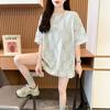 Camiseta de Patchwork de Encaje Bordado para Mujer, Estilo Europeo, Tallas Grandes, Top de Manga Corta de Nueva Moda de Verano