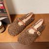 Sapatos Mao Maodou, Boca Rasa, Sapatos de Algodão Quentinhos com Forro de Lã, Sapatos Mary Jane de Pelo Franceses para Mulheres, Novo Estilo Outono e Inverno 2025