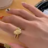 Anillo Desmontable Frosted de Oro Arena de Alta Calidad para Mujer, Moderno, Dulce, Lujo Ligero, Anillo Exquisito de Nicho con Diseño Antiguo