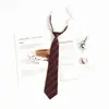 Estilo Académico JK Japonés Corbata Marrón Retro Femenina Perezosa Camisa Roja Sin Alcohol Accesorios Combinación Perfecta Raya Negra
