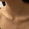 Collar Minimalista de Moda Cadena S de Cuentas Doradas Acero de Titanio para Mujer, Cadena Versátil de Clavícula con Cuentas de Alto Grado Estilo Ins que No se Desvanece