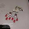 Aretes Gema Gota de Agua Granate Pintura al Óleo Diseñador Chapado Oro 18K Púrpura Uva Zircón Amor Aretes Collar