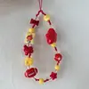 Cadena para Teléfono Móvil Estilo Ins Estrella Roja Rugby Funda para Teléfono Móvil Correa Cadena para Cámara con Cuentas DIY Cuerda Anti-Pérdida para Teléfono Móvil