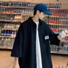 Camisa de Manga Corta para Hombre en Verano, Seda de Hielo Delgada, Estilo Salino de Alta Gama, Estilo Novio, Chaqueta Camisa Guapa de Manga Media, Estilo Harajuku
