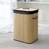 Cesto de roupa suja à prova de poeira para transporte internacional, cesto de armazenamento de bambu trançado, balde dobrável de bambu trançado para armazenamento de roupas sujas, atacado