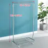 Arara de Exposição de Roupas Dobrável Ajustável de Chão com Barra Única Criativa de Aço Inoxidável Titânio com Rodas Adereço de Exposição de Vitrine