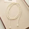 Colar Longo de Pérolas Irregulares Estilo Francês Feminino Joias Retrô Luxo Leve Nicho de Luxo Corrente para Suéter Colar Simples