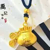 Agite o mesmo ouro de areia vietnamita bússola de oito tesouros cabaça pingente feminino longo não desbota cordão preto colar atacado