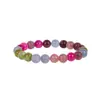 Pulsera Transfronteriza de Cuarzo Rosa de 8 mm Pulsera Redonda de Perlas Pulsera Elástica de Perlas de Ágata Obsidiana Cristal