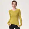 Entrega Direta da Fábrica Roupa de Yoga Manga Longa Justa Absorvente de Suor Treinamento Corrida Fitness Roupa Camiseta Slimming Sem Costura