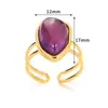 Anillo de piedra natural irregular Europa y Estados Unidos acero inoxidable chapado anti-decoloración oro de 18 quilates anillo de apertura femenino de alta calidad generación