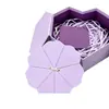 Caja de regalo de alta gama en forma de corazón de pétalo color lila claro de fábrica, hecha a medida para festividades y cumpleaños, personalización corporativa