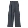 Traje de Mujer Otoño 2026 Pantalones de Pierna Ancha, Talla Petite, Corte Delgado, Cintura Alta, Caída, Pierna Recta, Largo hasta el Suelo, Pantalones Casuales, Comercio Exterior