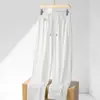 Calça Esportiva Casual Masculina de Verão com Cadarço e Cintura Elástica, Calça Longa Reta Solta, Calça Simples de Alta Qualidade para o Pai, Estilo Fino