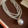 Collar con Colgante de Encaje Estilo Coreano y Perlas, Moderno, Sencillo, Lujo Ligero, Cadena para Clavícula de Gama Alta, Versátil para el Uso Diario, Exquisito Accesorio para el Cuello