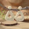 Pendientes de Aro Exagerados Únicos de Rafia, Pendientes Largos Estilo Vacaciones, Joyería Transfronteriza de Primavera, Venta al por Mayor de Pendientes