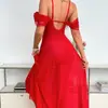 2025 Nuevo Ins Transfronterizo Europeo y Americano Exportación Falda Larga Roja Sexy Vestido Sexy Vestido Lencería Sexy para Mujeres