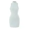 Vestido de tirantes sexy, de cuello alto y sin mangas, puramente seductor para mujer, versátil, adelgazante, elegante, entallado a la cintura, ajustado al cuerpo, vestido corto