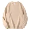Sudadera de Algodón con Cuello Redondo y Hombro Regular de 300g para Primavera y Otoño para Hombres y Mujeres, Color Sólido Casual Holgada Pulóver Camiseta Básica