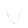 Collar Nalan S925 Plata Esterlina Mini Plisado Cruz Dulce y Fresco Superficie Cóncava-Convexa Cadena Clavícula D8735