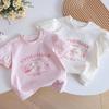 Camiseta Decorativa de Flores y Lazo Estilo Princesa para Niñas Verano 25 Nueva Coreana Bebé Dulce Dibujos Animados Manga Corta