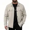 Nueva Chaqueta Abrigo Casual de Hombre Amazon Transfronterizo Otoño Waffle Color Sólido Bolsillo Manga Larga
