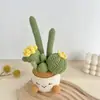 Productos Terminados de Flores Hechos a Mano de Amazon Transfronterizos, Plantas Pequeñas en Maceta de Hilo de Cactus Tejido, Adornos Creativos para Plantas en Maceta de Decoración del Hogar