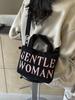 Bolsa de Lã Bordada com Letras Tricotadas para Mulher Gentil 2024 Nova Contraste Casual Portátil de Ombro Tendência