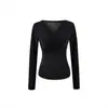 Camiseta de Manga Larga Plisada con Cuello en V Cruzado Estilo Puro Deseo para Mujer 2026 Nuevo Estilo Coreano Ajustada Camisa Básica Top Corto Elegante