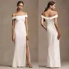 Vestidos de Dama de Honor de Satén de Alta Gama al por Mayor Transfronterizos, Vestidos de Noche de Lujo Ligero de Nicho, Vestidos Ceñidos sin Tirantes y Hombros Descubiertos con Aberturas