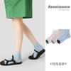 Calcetines de Verano Finos Transpirables Distintivos con Combinación de Colores Japoneses Absorbentes de Sudor para Mujer con Diseño Niche Renacentista