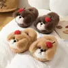 Pantuflas de Algodón para Niños para Invierno, Nuevo Diseño de Perro de Dibujos Animados para Niñas, Calidez para el Hogar, Forradas de Felpa, Suela Gruesa, Pantuflas de Algodón para Padres e Hijos, Transfronterizo