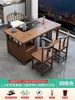 Mesa de Chá e Cadeiras para Varanda Combinação Novo Estilo Chinês Conjunto de Mesa de Chá de Madeira Maciça Mesa de Café Pequena para Sala de Estar Casa Kung Fu