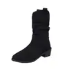 Botas de Mujer de Caña Media con Tacón Grueso Apilado Estilo Británico Botas Cortas Wasteland Estilo Botas Martin Hacen que los Pies Parezcan Más Pequeños Botas de Otoño/Invierno Retro