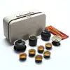 Juego de Té Kung Fu de Viaje Estilo Japonés Juego Pequeño para Uso en Casa Tetera Pequeña Taza de Té de Cerámica Bandeja de Té para Exteriores Bolsa Portátil